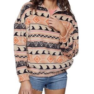 O'Neill Josie 1/2 Zip Polar Fleece Sz S Multicolor Tribal Pattern Hooded